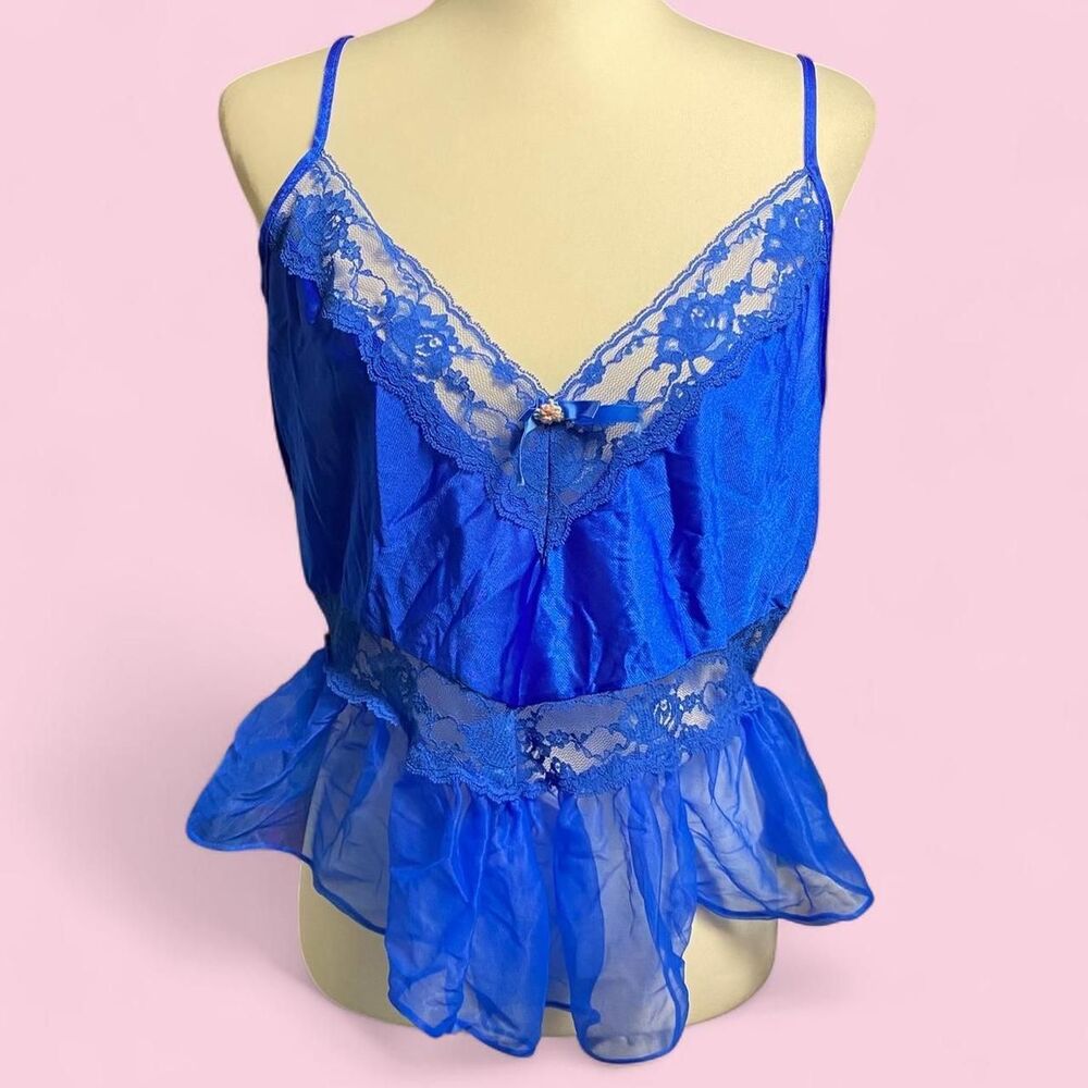 Vintage Royal Blue Lace Lingerie Top